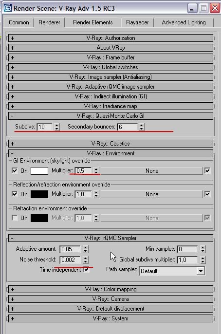 V-ray - Освещение с помощью обычных источников света